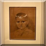 A12. Charcoal and pastel portrait sketch. Signed.